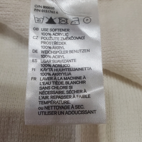 H&M Moto Knit Jacket Womens Size L Cropped Tab Shoulder Zipper Sleeve Diag Zip - Picture 13 of 15